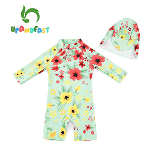 Swimsuit Half Zipper Long Sleeve Rash Guard Sunsuits with UPF50+ Sun Protection